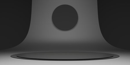 Stage round base Zen garden concept and minimal dark tone studio scene 3D illustration (4)の写真素材