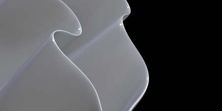 a piece of cloth fluttering reflective ceramic wavy reflecting surface shining 3d illustrationの写真素材