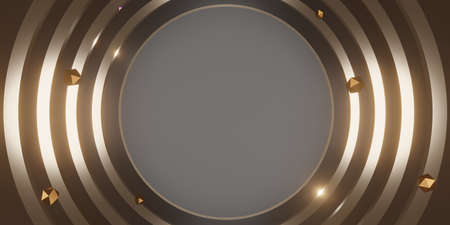 black and gold circle frame Image background for placing text and teaching trades 3D illustrationの写真素材