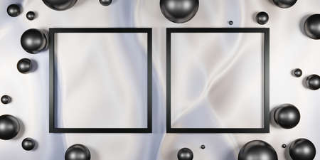 square frame for displaying products Label background and text layout 3d text illustrationの写真素材