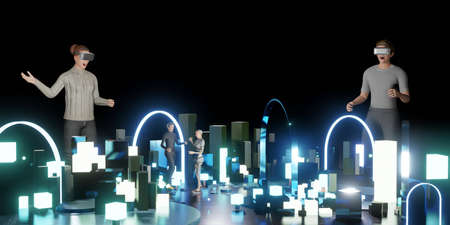 Avatars in Metaverse Party Social and Chat VR in the worlds of Metaverse and The sandbox3D...