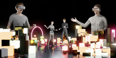 Avatars in Metaverse Party Social and Chat VR in the worlds of Metaverse and The sandbox3D...