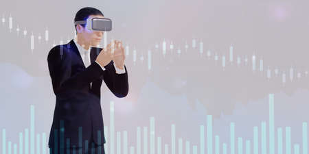 stock trading VR Camera Business in Metaverse Stock Trading Chart and stock trading in Metaverse 3D...