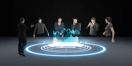 Meetings in Metaverse Stock Trading and cryptocurrency via VR camera Avatars in Metaverse in 3D...