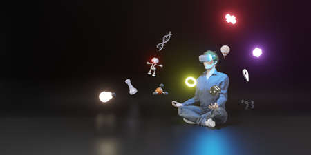 Metaverse Avatars VR Glasses Social Networking Party Events Metaverse 3D Illustrations