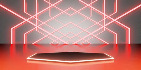laser background Futuristic horizon background technology backdrop Modern Abstract 3D Illustrationの写真素材