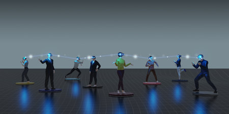 Metaverse Social Networks Avatars VR Glasses People & Activities Social Connect Metaverse 3D Illustrationsの写真素材