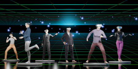 Metaverse Social Networks Avatars VR Glasses People & Activities Social Connect Metaverse 3D Illustrationsの写真素材