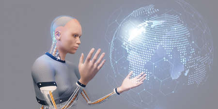 Humanoid robots for learning AI big data analytics and artificial intelligence concepts 3D...
