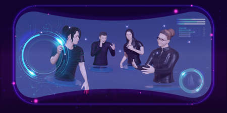 VR Glasses Metaverse Social Networks Avatars user interface People and Activities Social Connect...