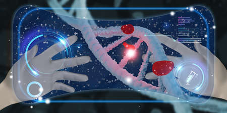 vr glasses medical diagnosis screen DNA digital interface hologram technology VR Metaverse 3d...