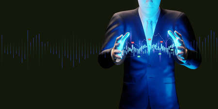 a business man showing a financial chart Stocks and investments in financial markets Graph analysis...