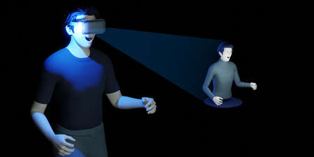 Avatars in Metaverse Party and online meetings VR glasses in the world of Metaverse and the sandbox...