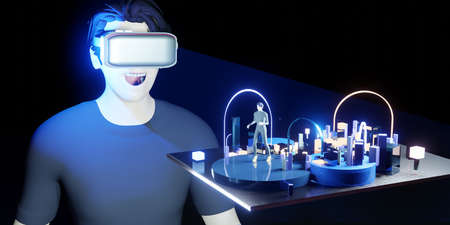 Avatars in Metaverse Party and online meetings VR glasses in the world of Metaverse and the sandbox...
