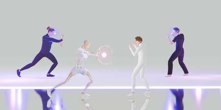 Avatars in Metaverse Party and online meetings VR glasses in the world of Metaverse and the sandbox...