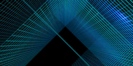 laser line multi color grid glow 3d illustration red and blueの写真素材