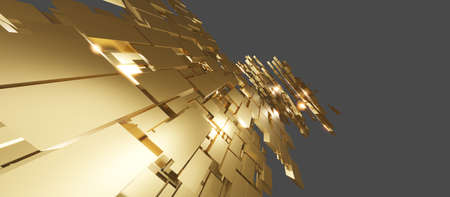 Gold Ingots Gold Tiles Geometry Abstract Hierarchy Squares Backgrounds 3D Illustration