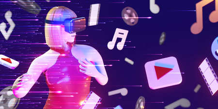 VR Glasses Media Player Watching Movies Listening Music Entertainment Party Metaverse 3D...