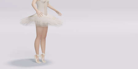 ballet dancer Female model dancing on pastel color scene 3D illustrationの写真素材
