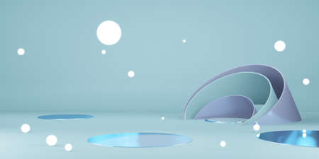 podium stage pallet Product scene and display Light color 3D illustrationの写真素材