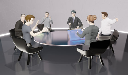 Metaverse, online meetings in the offices and classrooms of Metaverse avatars of people in virtual...
