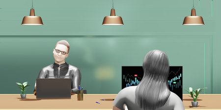 working people staff office desk 3d illustration office room