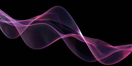 poly wire grid swaying mesh abstract background net of glitter 3D illustration