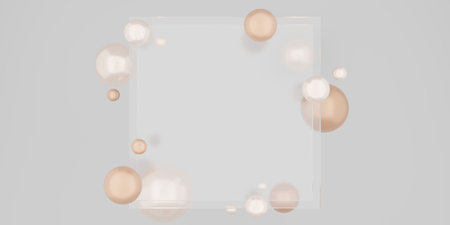 Glass frame for text and pictures Modern Decorative Background 3D Illustrationsの写真素材