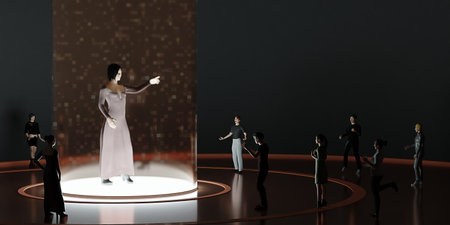 hologram Metaverse online meeting Avatar and Metaverse Classroom 3d Illustrationの写真素材