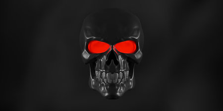 Skull background in smoke head bone 3D illustration skullの写真素材