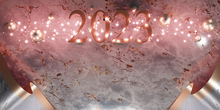 happy new year 2023 christmas marble background 3d illustration new year background