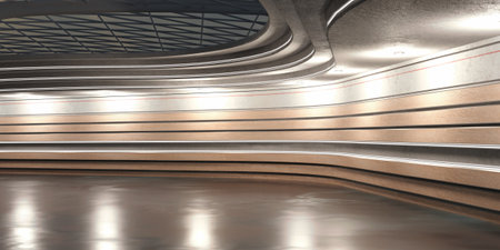 museum exhibition stage gallery show room scene 3d illustration
