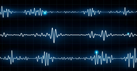 equalizer vibration tune audio wave eq waveform line heart wave 3d illustrationの写真素材