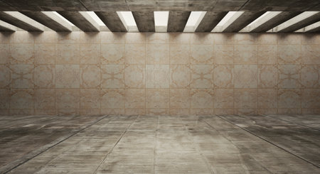 Abandoned warehouse scene cement floor old cement wall abandoned room garage dilapidated room...