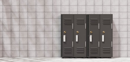 Locker sports room background storage room wall backdrop 3d illustrationの写真素材