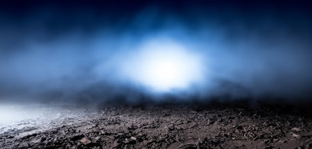 dark land background Smoke in the dark The ground is cracked Scaryの写真素材