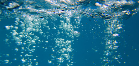 Air bubbles under water Water surface 3D illustration