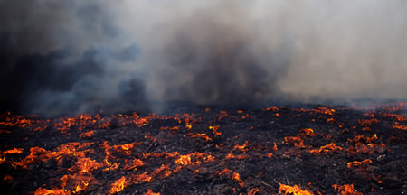 the ground smoke in the dark dark land background cracked ground scary