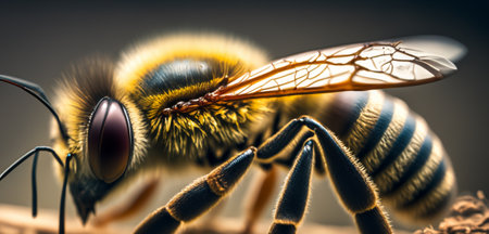 Macro photo of a pollen sucking wasp bee and pollen sucking wasp Close up photoの写真素材