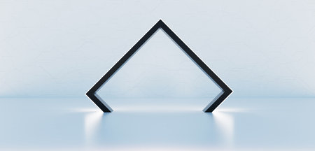 Technology background stage modern exhibition scene With neon lights and laser stage backdrop scene show display showroom 3D illustrationsの写真素材