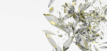 debris dust elements broken glass scattered scattered white background Explosion fragments  3d illustrationの写真素材