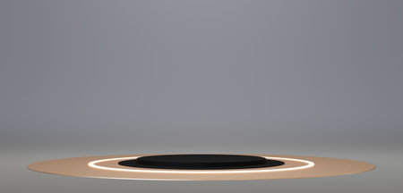 Circular product display stands premium stages and studio stands for displaying 3D illustration productsの写真素材
