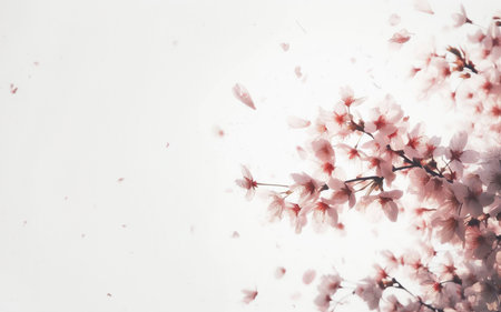 wilted sakura background flowers blowing in the wind autumn background