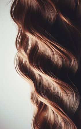 Golden blonde hair golden brown hair on a white backgroundの写真素材