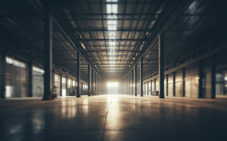 old warehouse empty warehouse large storage roomの素材