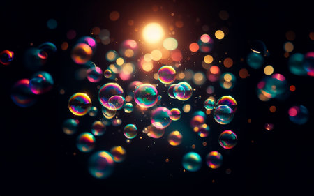 Bubbles oil blurred bokeh multi-colored abstract The oil stains are shiny and colorful