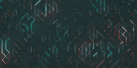 Complex structure glowing technology background geometric pixel triangle abstract 3d renderingの写真素材