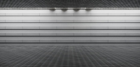 Warehouse scene cement floor old cement wall Modern technology room background Abandoned garage 3D illustrationの写真素材