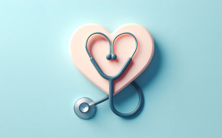 Pulse stethoscope, stethoscope twisted into the shape of a heart Concept of health care and health check upの写真素材