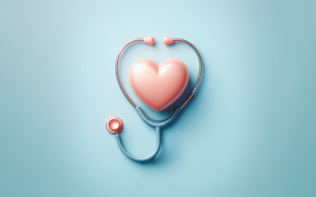 Pulse stethoscope, stethoscope twisted into the shape of a heart Concept of health care and health check upの写真素材